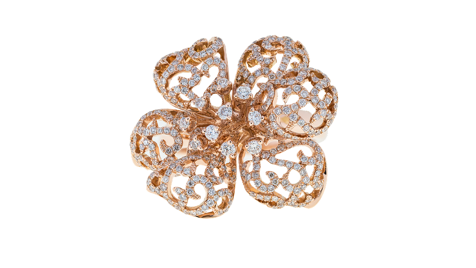 Rose Gold Diamond Butterfly Ring PNG