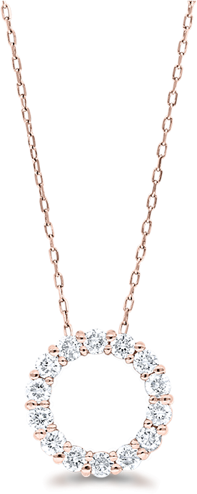 Rose Gold Diamond Circle Pendant Necklace PNG