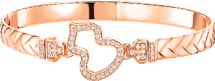 Rose Gold Diamond Heart Bracelet PNG