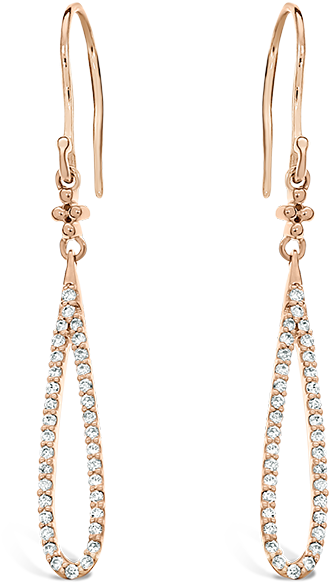Rose Gold Drop Earringswith Diamonds PNG