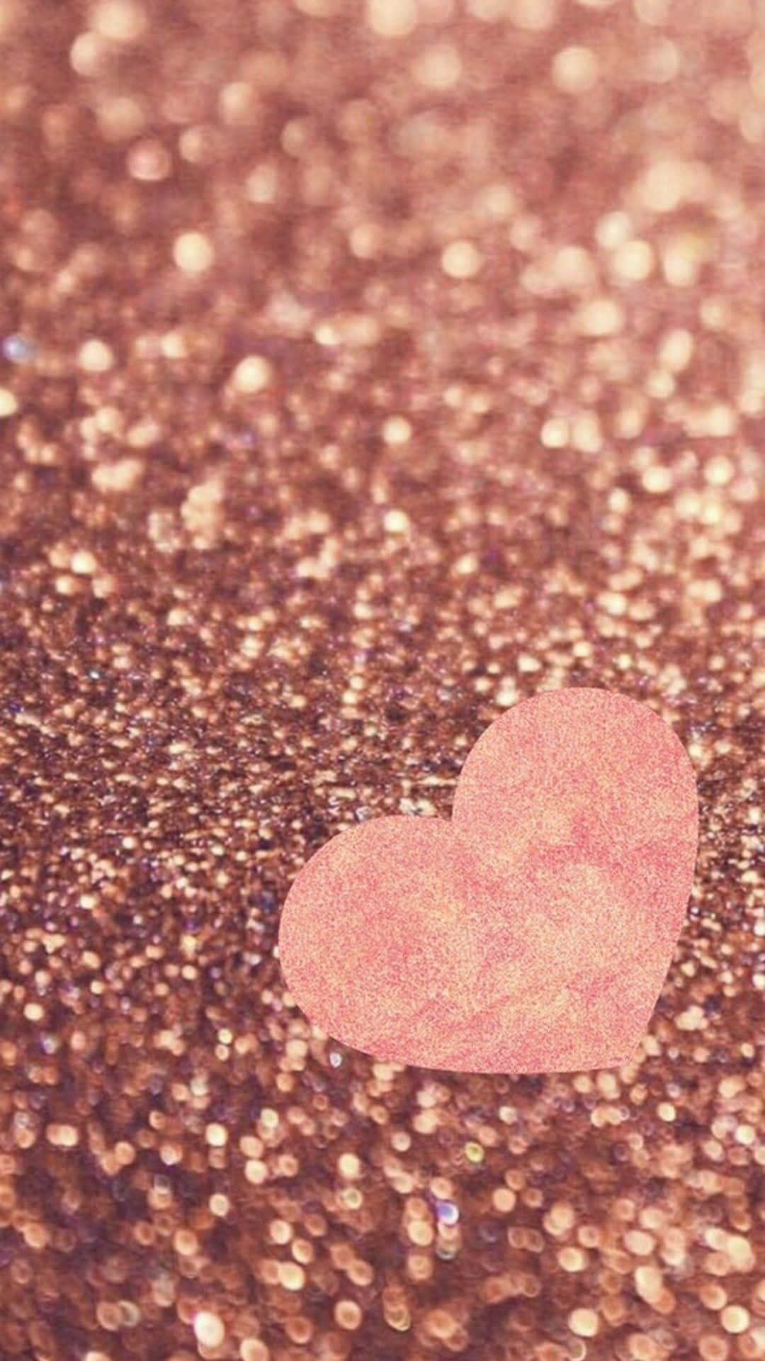 Heart On Rose Gold Glitter Background