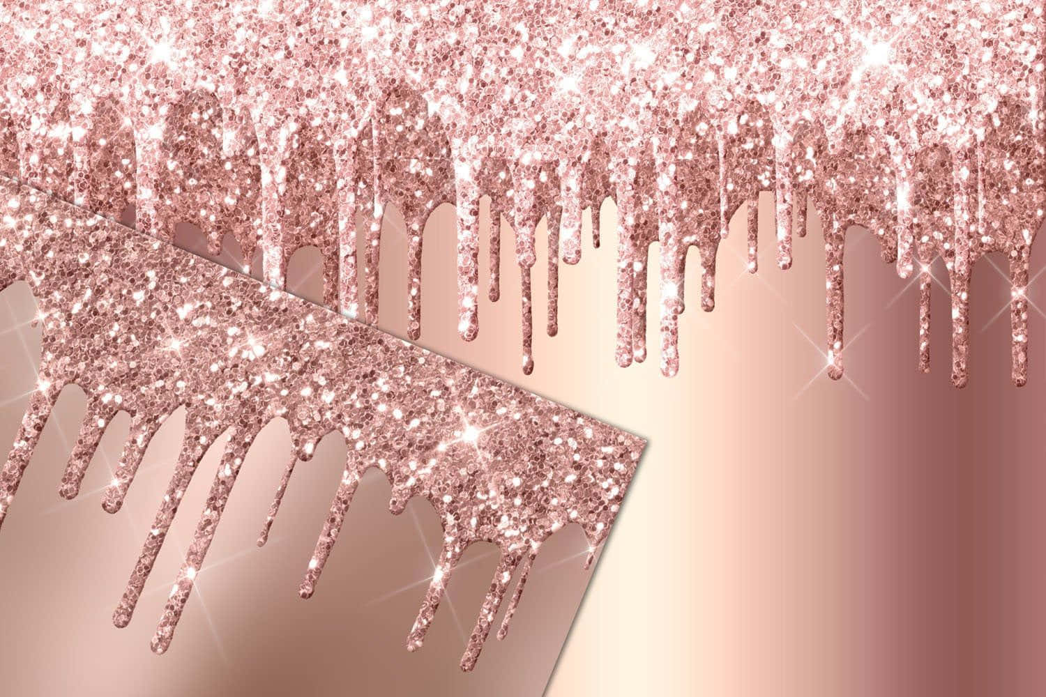 Rose Gold Glitter Dripping Background Wallpaper