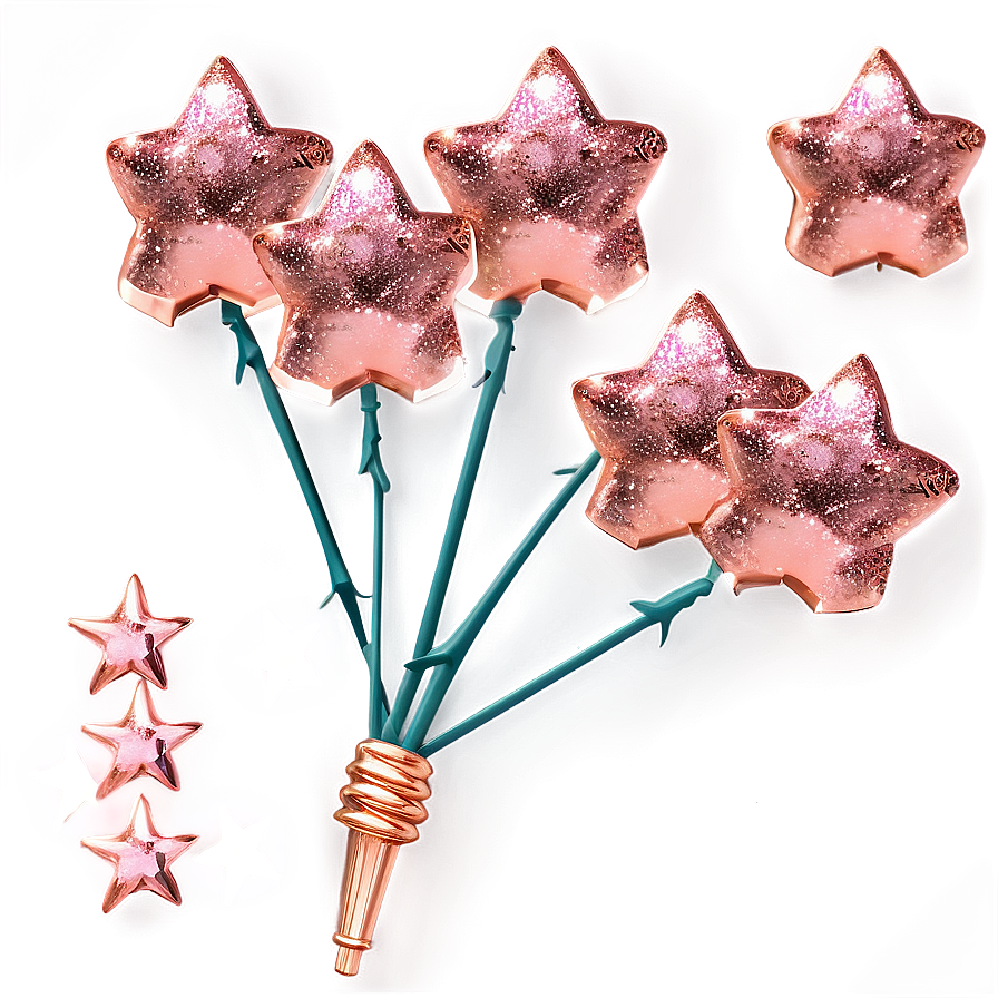Rose Gold Glitter Stars Png 06252024 PNG