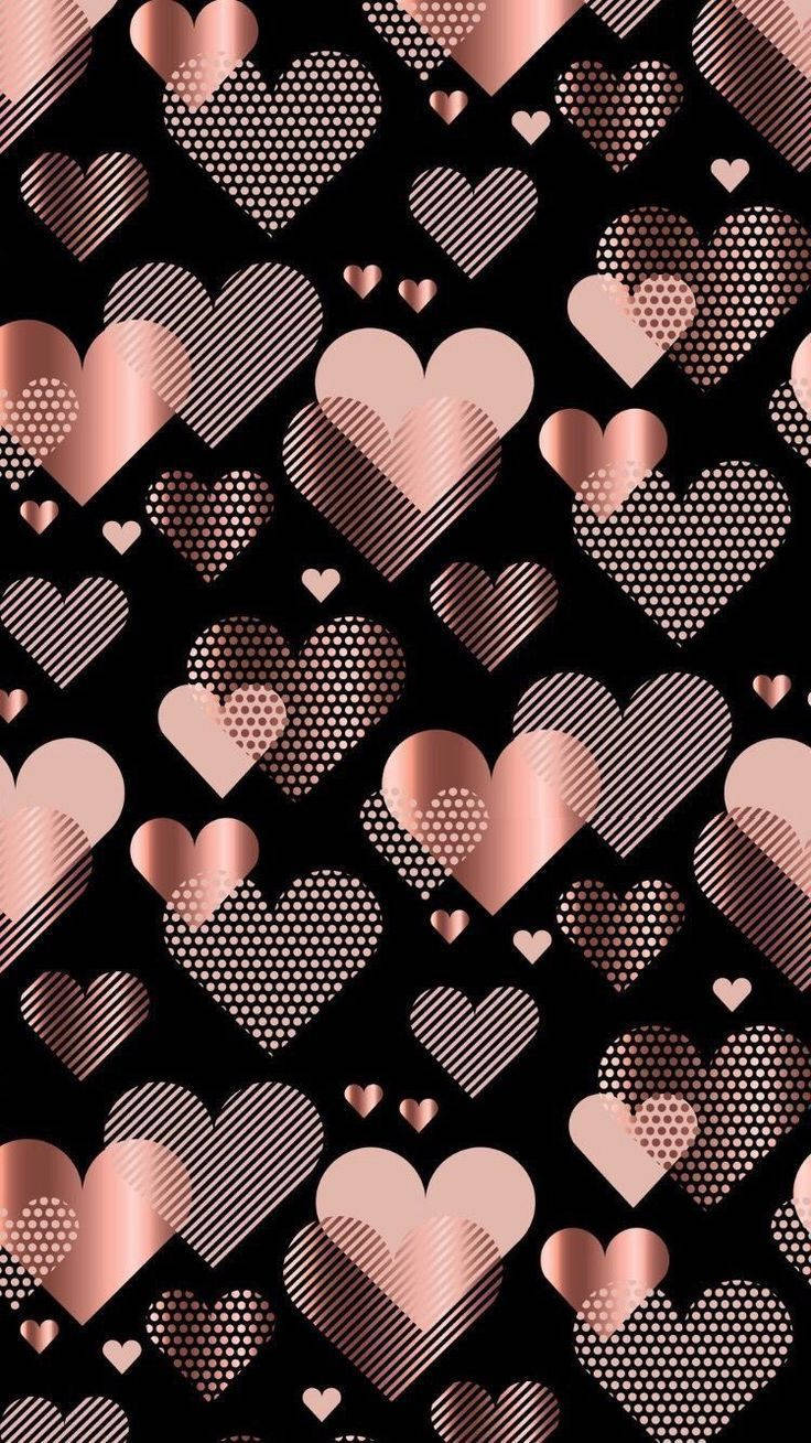 Rose Gold Hearts Theme Wallpaper
