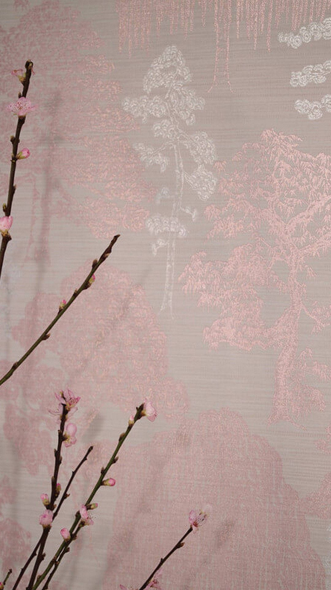 Rose Gold iPad Sakura Branches Wallpaper