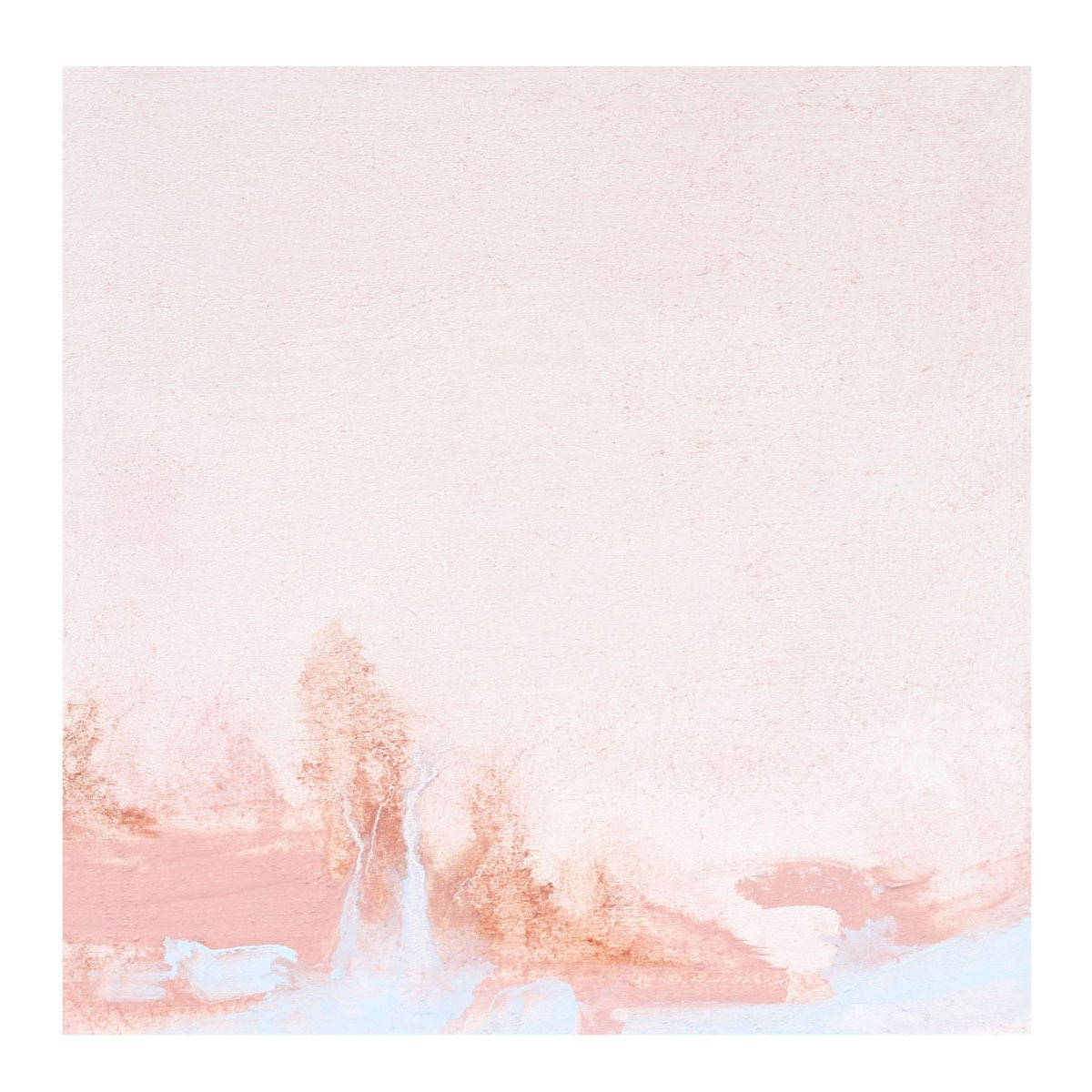 Et pink og blåt maleri med et hvidt baggrund Wallpaper