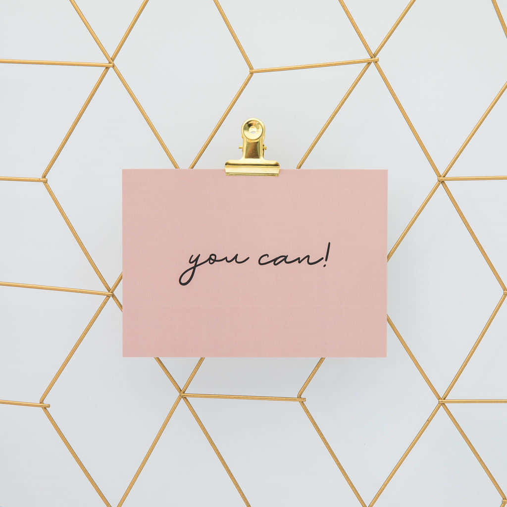 Du kan - pink kort på en guld baggrund Wallpaper