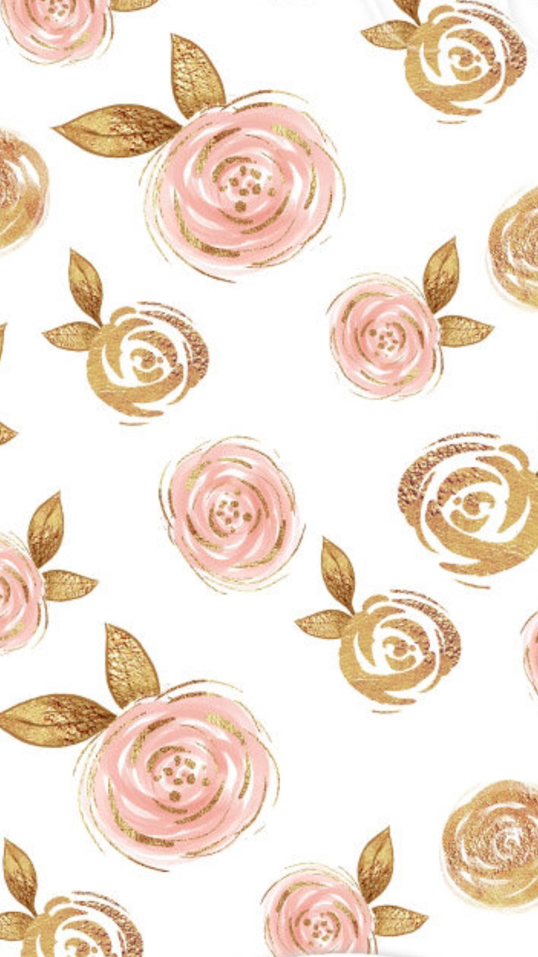 Rose Gold Roses Pattern Wallpaper