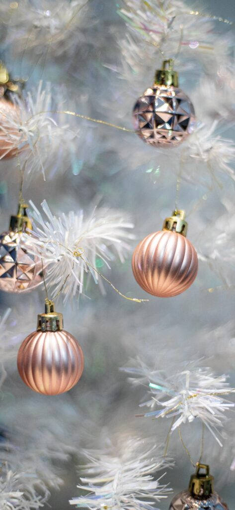Rose Gold Simple Christmas Balls Wallpaper