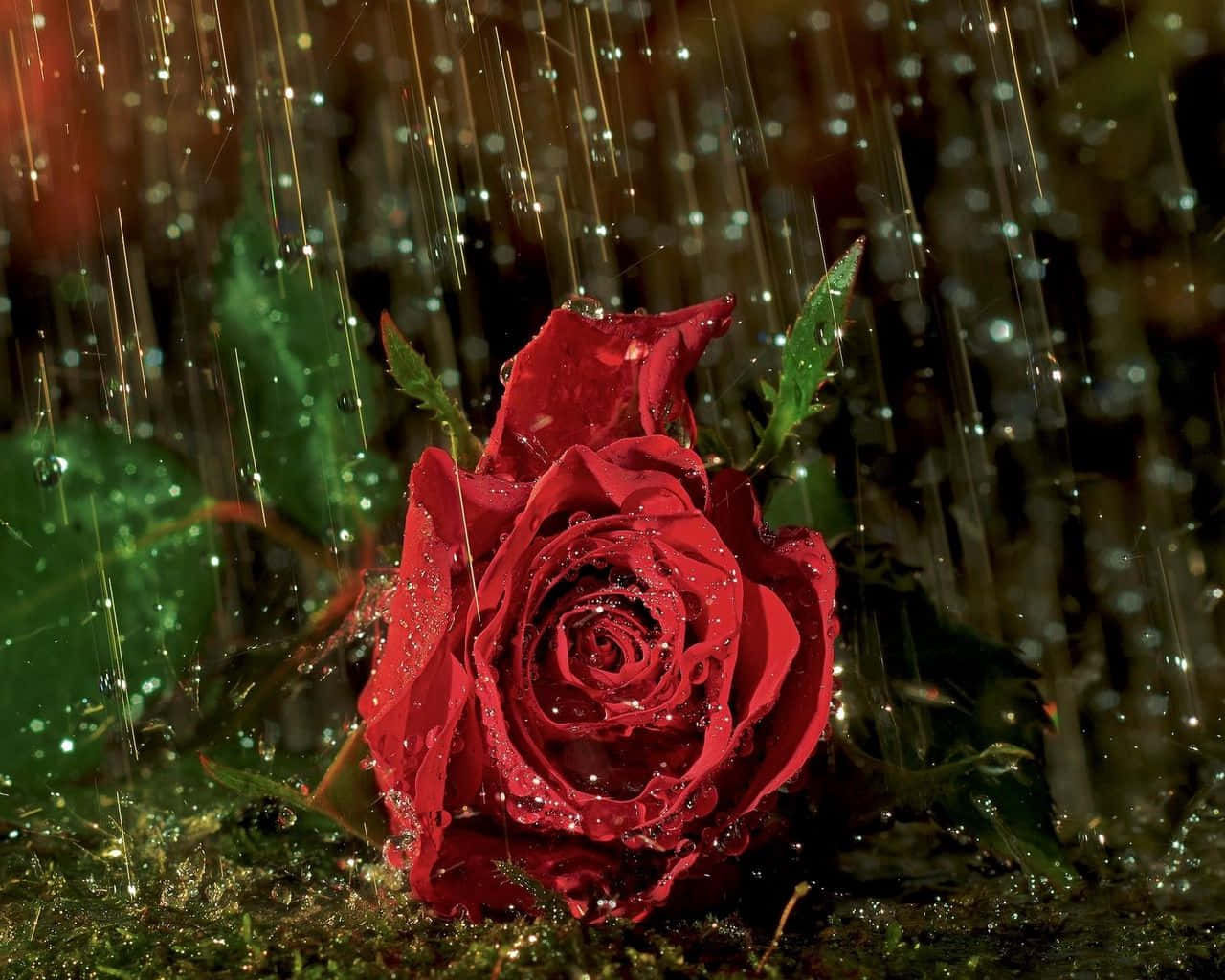 Rain-kissed Rose Wallpaper