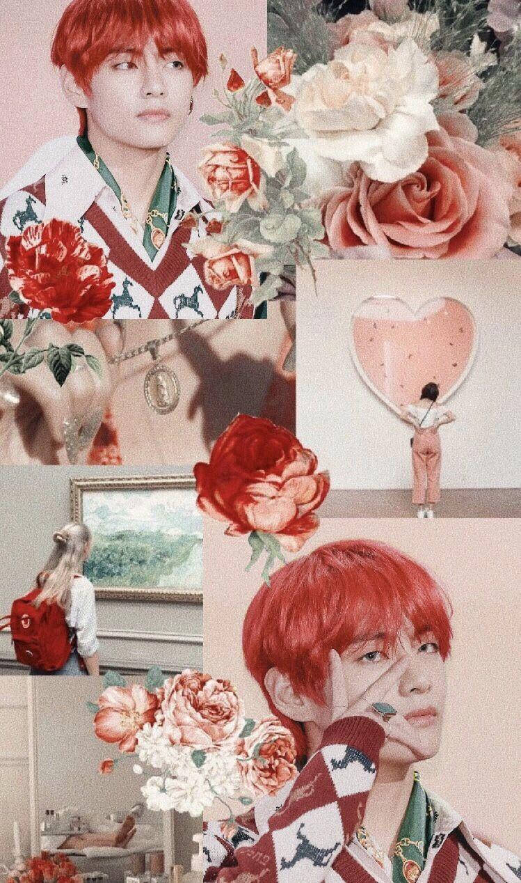 Rose Pink BTS Member V Aesthetic Wallpaper