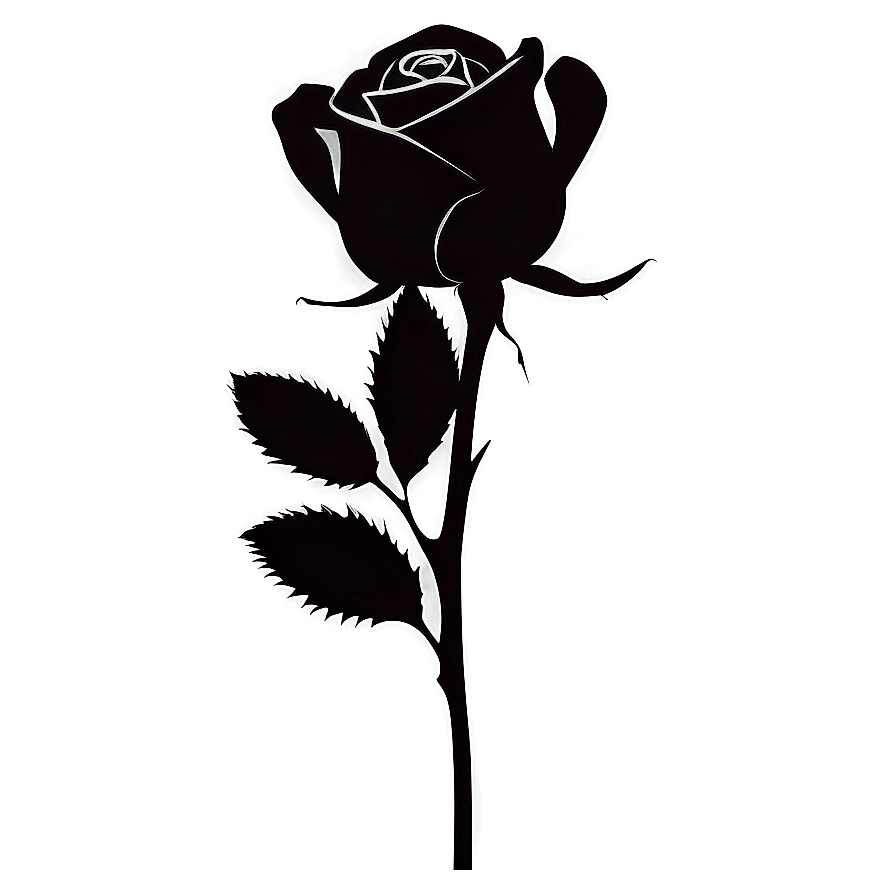 Rose Silhouette Black And White Png Fco PNG