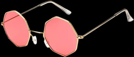 Rose Tinted Octagonal Eyewear PNG
