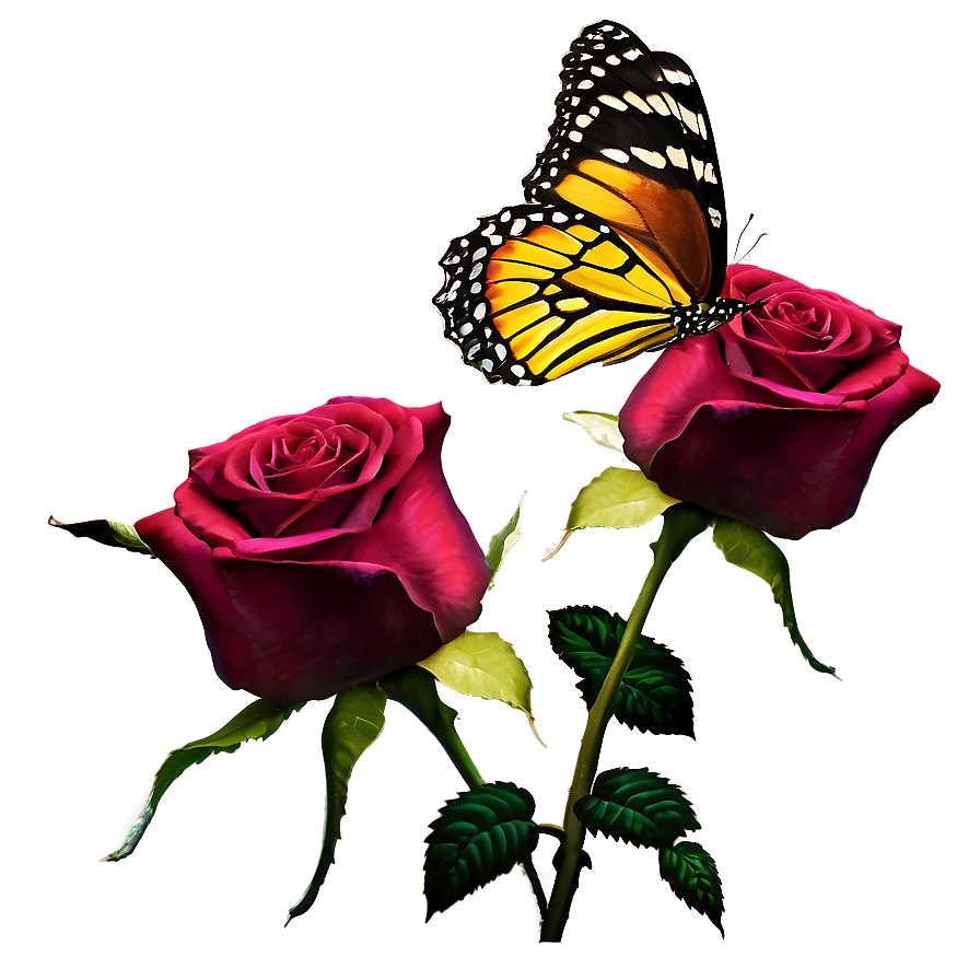 Rose With Butterfly Png Xca PNG