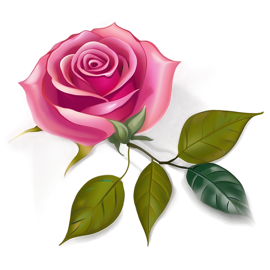 Rose With Leaves Clipart Png 06272024 PNG