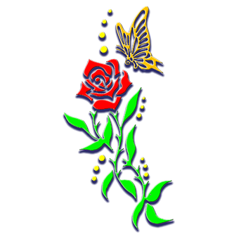 Roseand Butterfly Artwork PNG