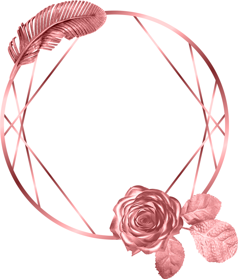 Roseand Feather Circular Frame PNG