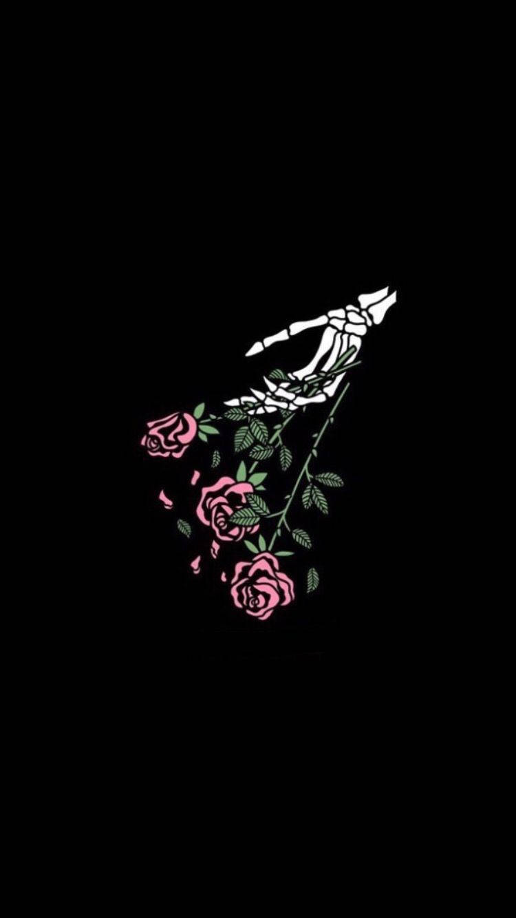Roses And Skeleton Sad Theme Wallpaper