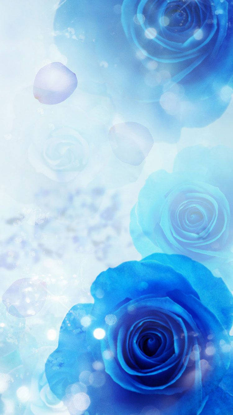 Osiphone Em Tons De Azul Com Rosas. Papel de Parede