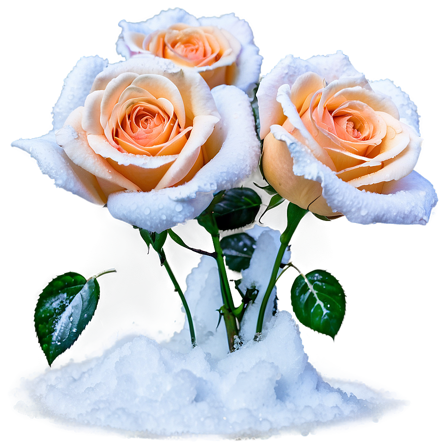 Roses In Snow Png Han PNG