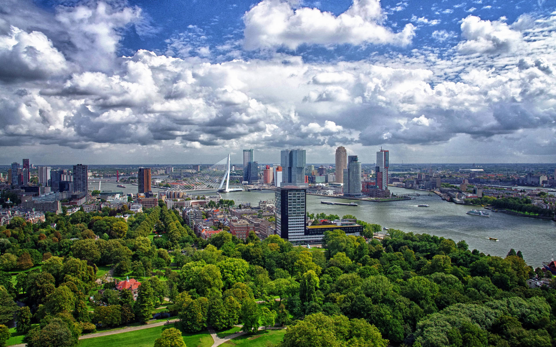 Rotterdam,países Bajos, Horizonte De La Ciudad Fondo de pantalla