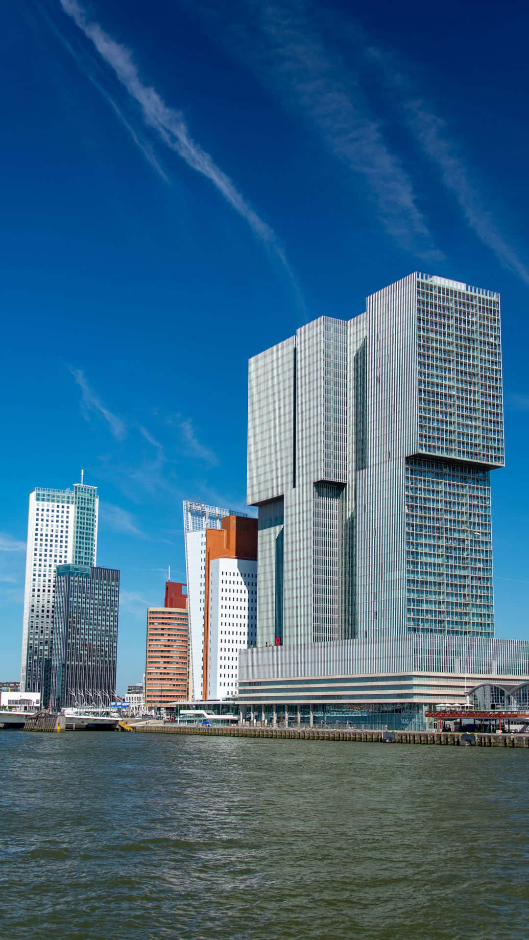 Rotterdam Skyline De Rotterdam Bygning Bakgrunnsbildet