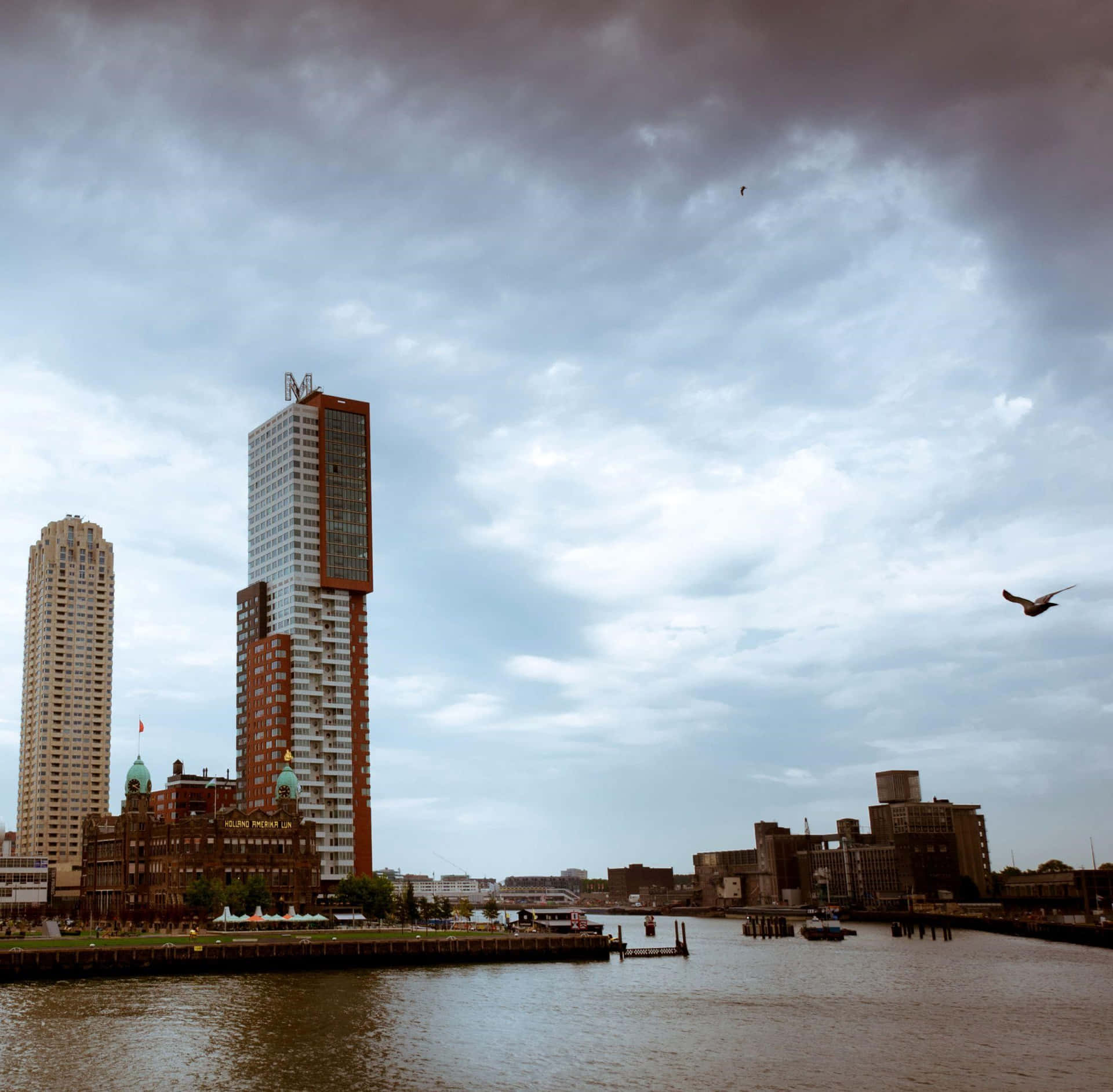 Rotterdam Skyline Overcast Sky Wallpaper