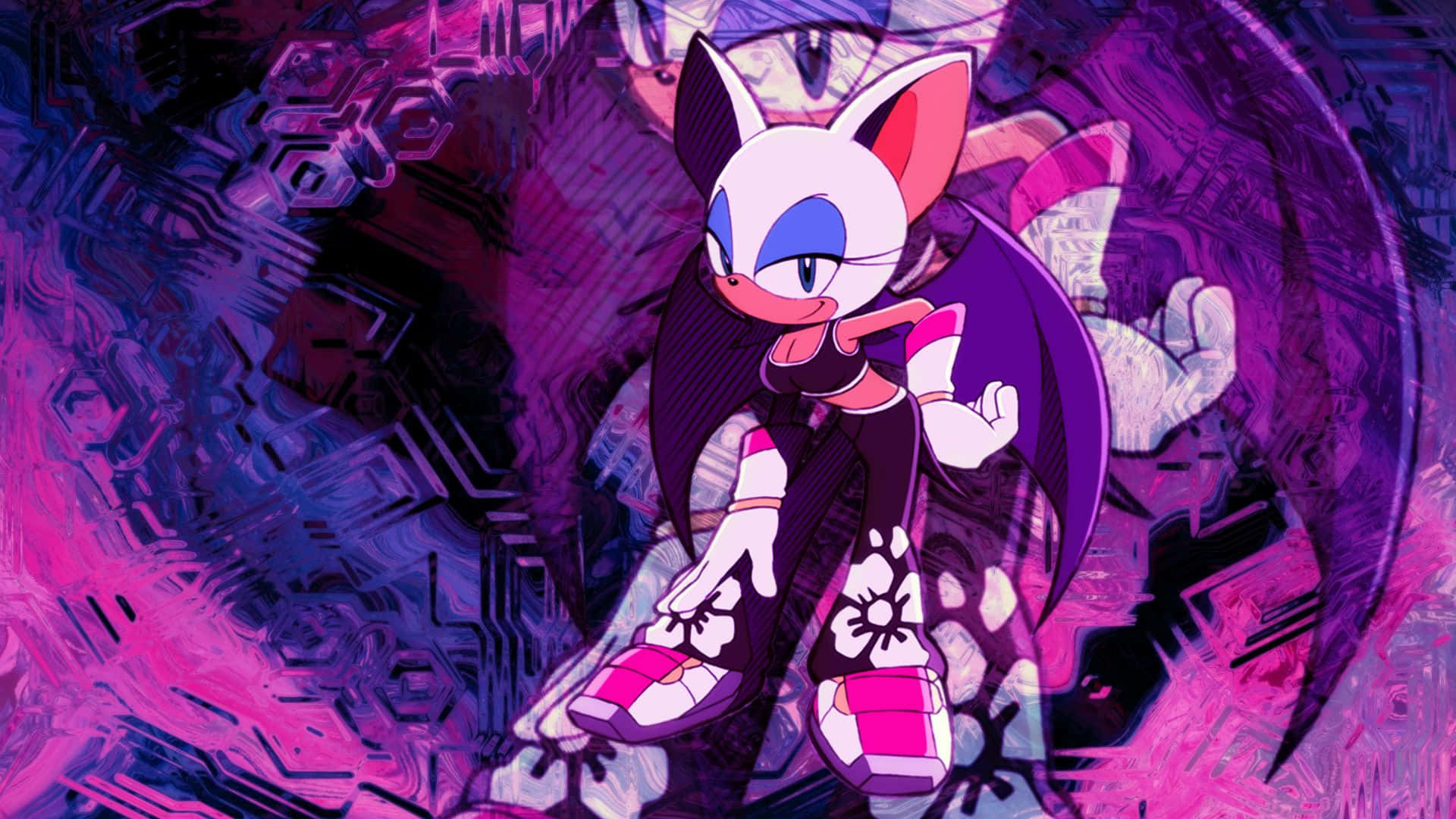 Caption: Rouge The Bat striking a pose in an action-packed scene Wallpaper