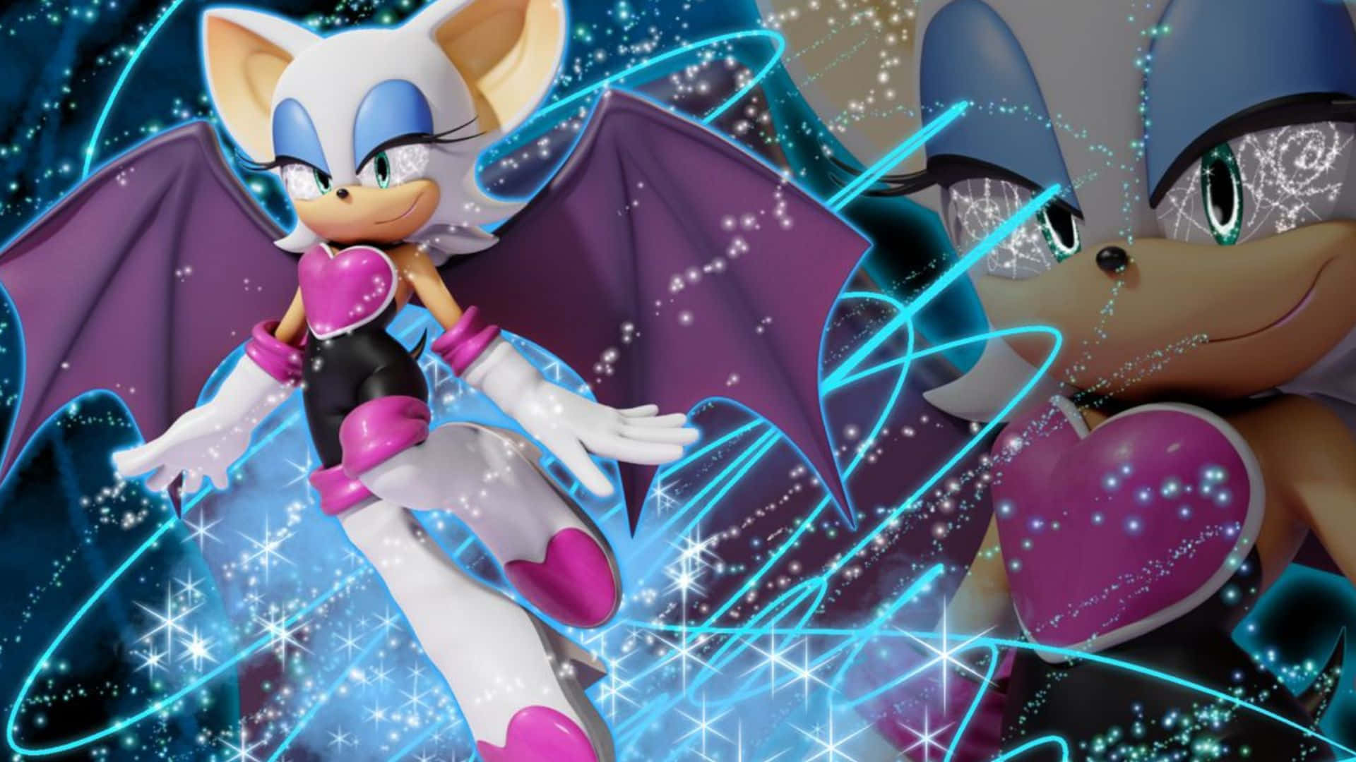 Rouge the Bat striking a pose in an action-packed scene. Wallpaper