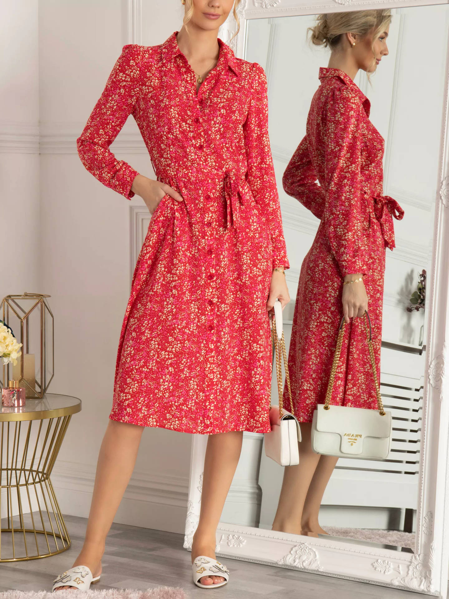Rouje Red Dress Mirror Wallpaper