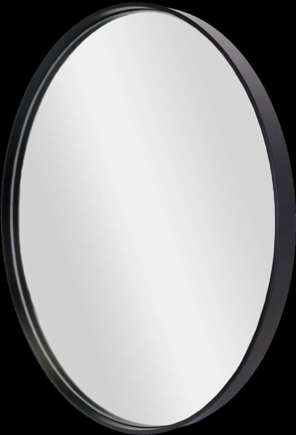 Round Black Frame Mirror PNG