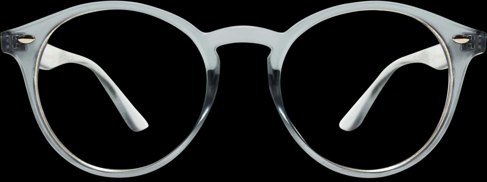 Round Frame Glasses Isolatedon Black PNG