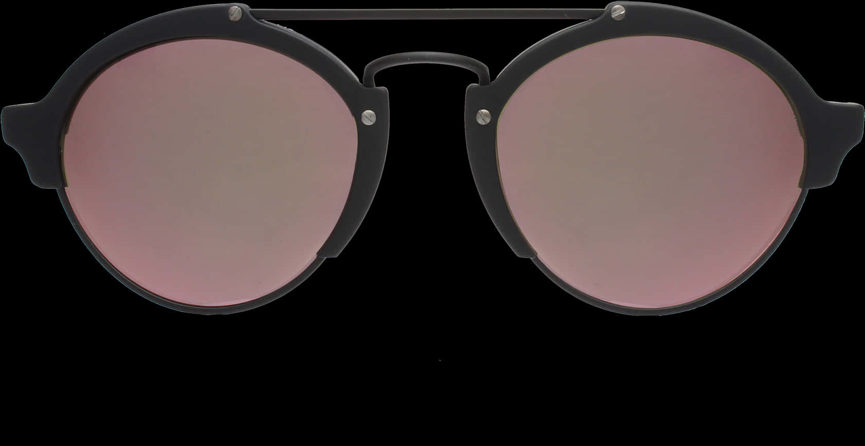 Round Frame Sunglasses Black PNG