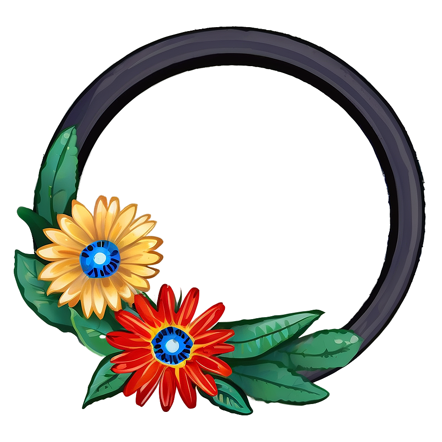 Round Frame With Flowers Png Wup69 PNG