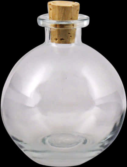 Round Glass Bottlewith Cork Stopper PNG