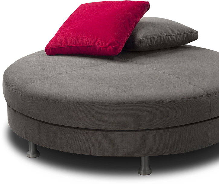 Round Modern Ottomanwith Cushions PNG