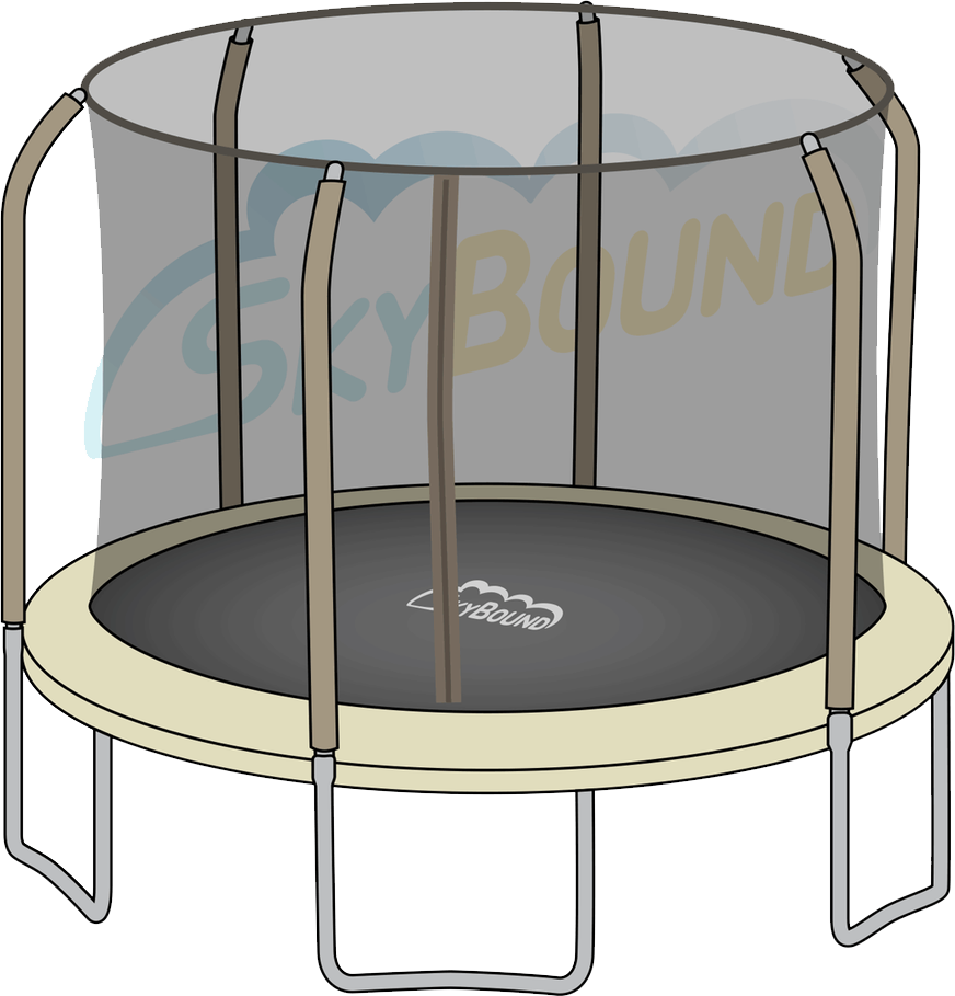 Round Trampoline With Enclosure PNG
