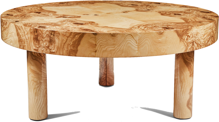 Round Wooden Coffee Table.png PNG