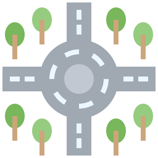Roundabout Traffic Intersection Icon PNG