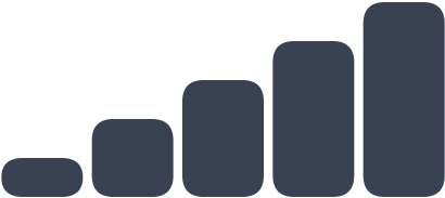 Rounded Rectangle Progression PNG — A minimalist dark gray bar graph ascending in height against a black background.