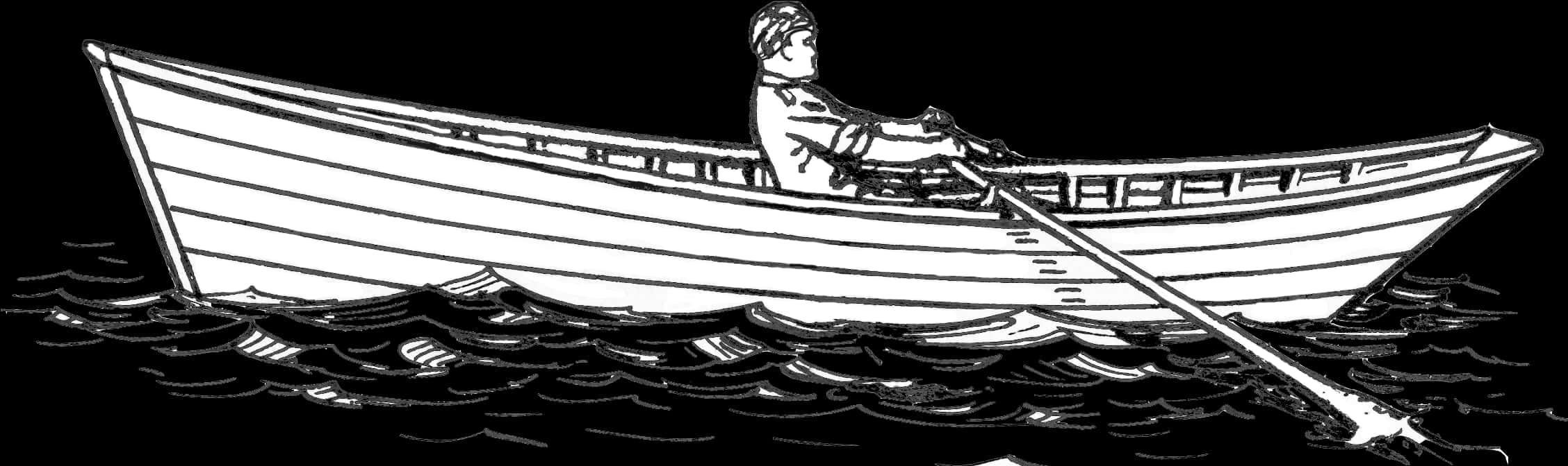 Rowboat Silhouetteat Night PNG