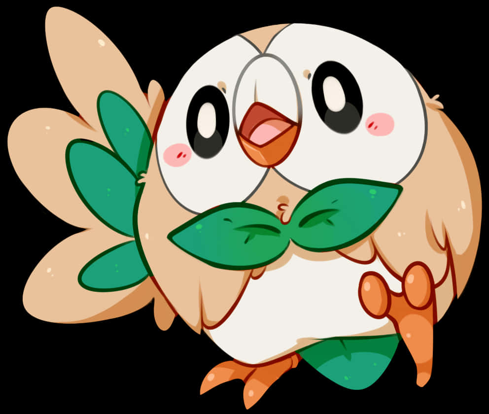 Rowlet Cartoon Illustration PNG