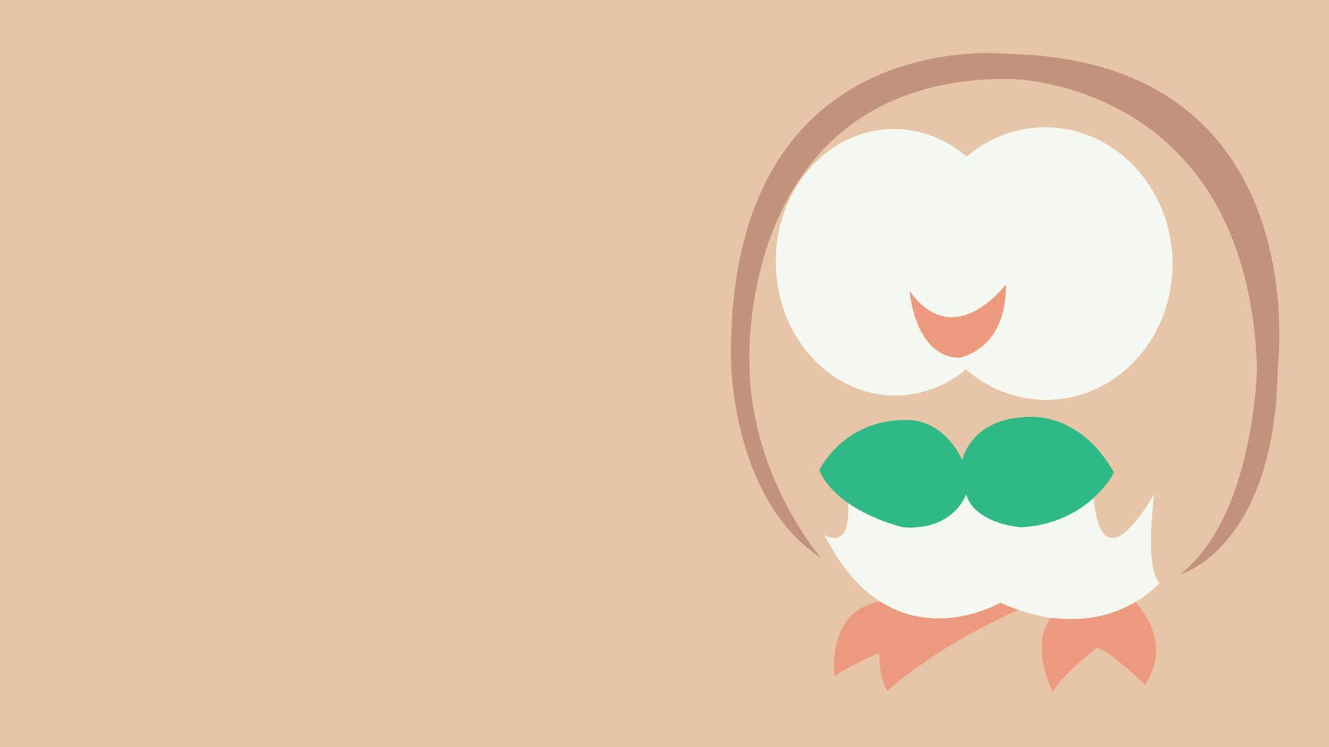 Rowlet Thick Outline Art Wallpaper