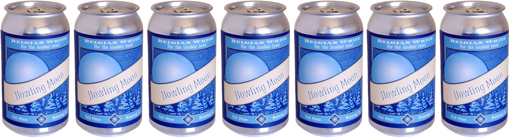 Rowof Howling Moon Beer Cans PNG