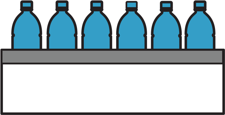 Rowof Water Bottleson Shelf PNG