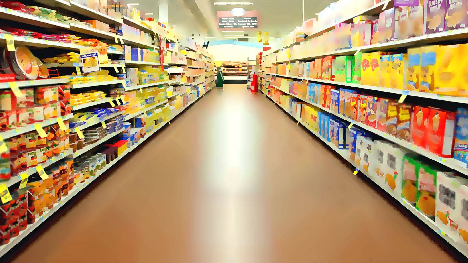 Rows And Rows Of Goods In A Supermarket Wallpaper