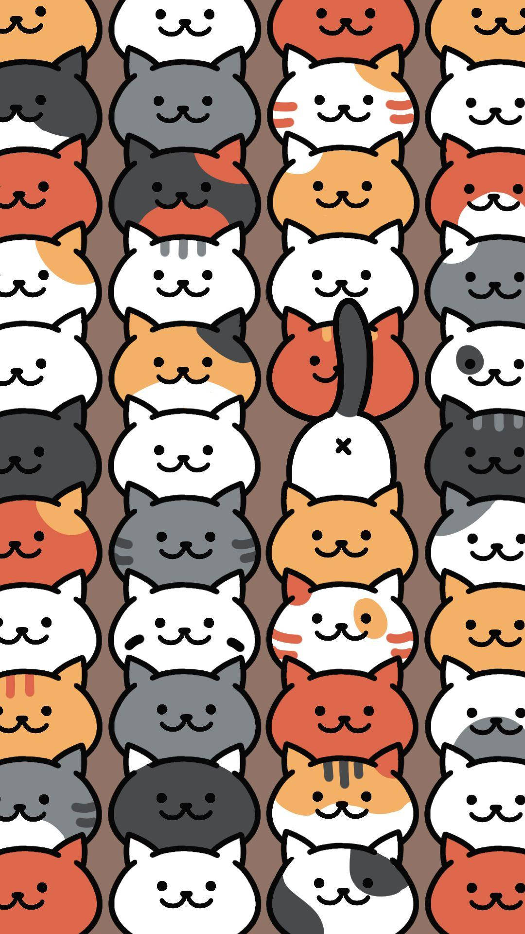 Rows Of Kawaii Cats Wallpaper