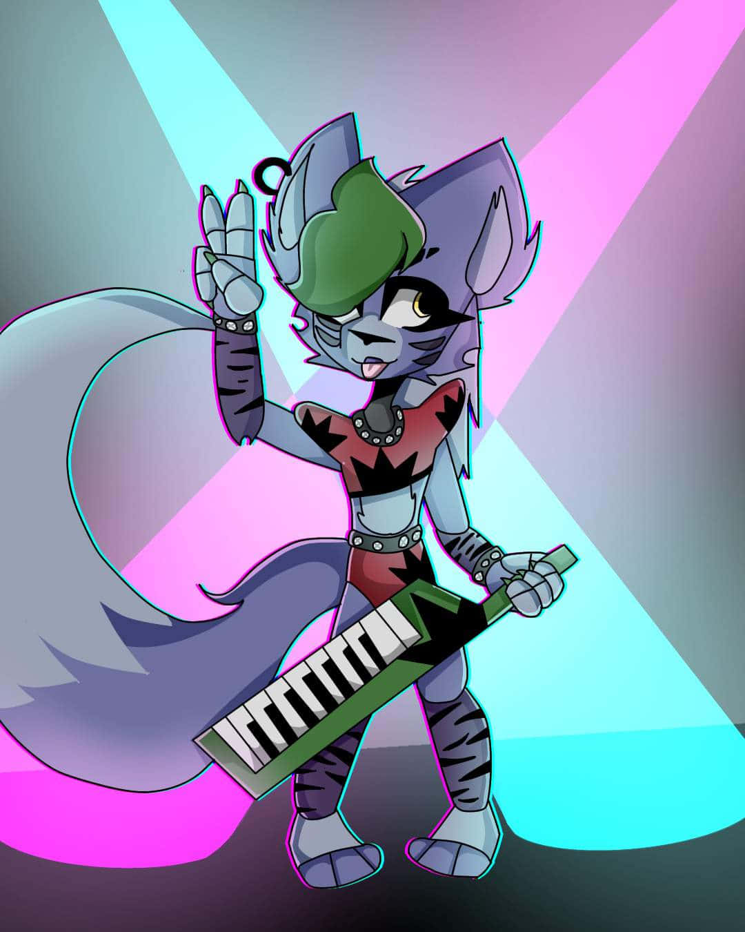 A Cat With A Keyboard And Neon Lights Wallpaper