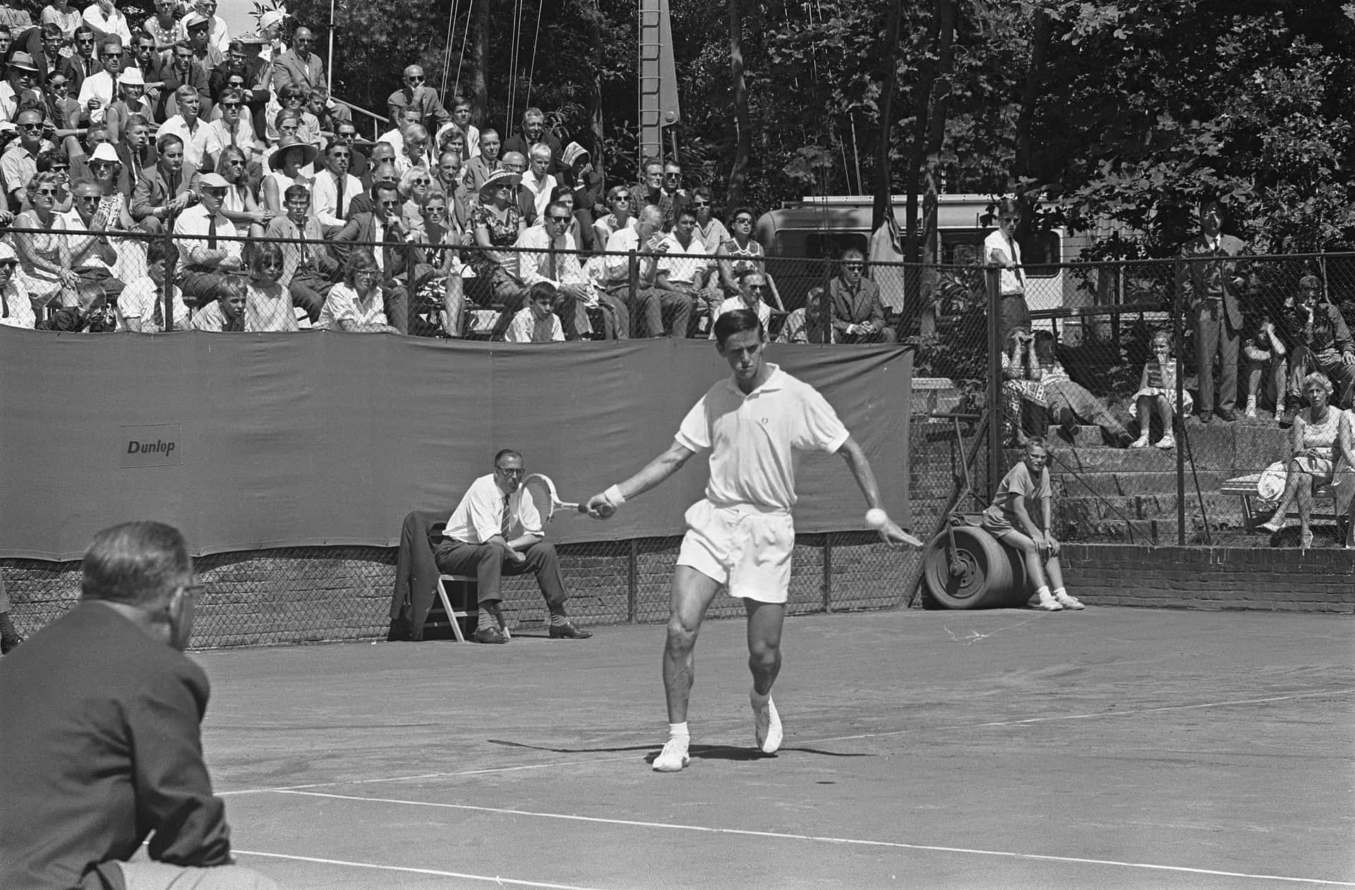 Roy Emerson in action during the Dutch Tennis Championships Wallpaper