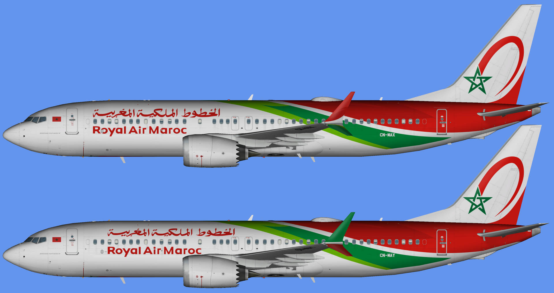 Modellidi Aerei Royal Air Maroc In Blu Sfondo